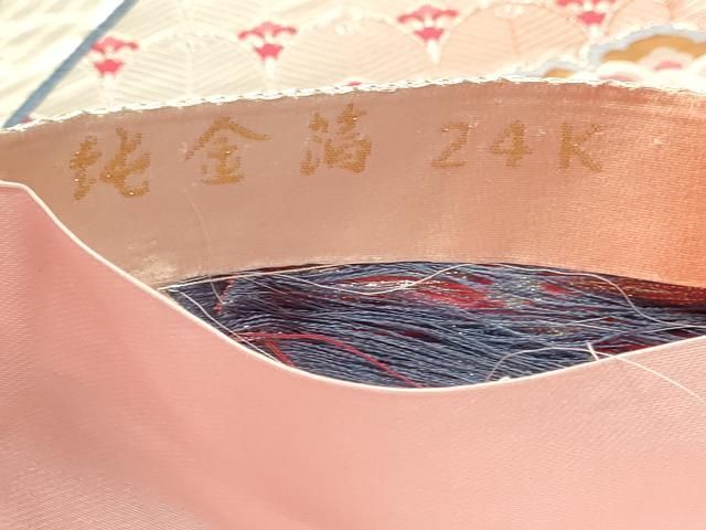 平和屋本店▼六通柄袋帯　正倉院花文　純金箔24ｋ　正絹　逸品　DABL7528sf