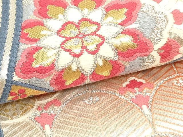 平和屋本店▼六通柄袋帯　正倉院花文　純金箔24ｋ　正絹　逸品　DABL7528sf