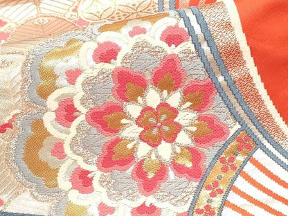 平和屋本店▼六通柄袋帯　正倉院花文　純金箔24ｋ　正絹　逸品　DABL7528sf