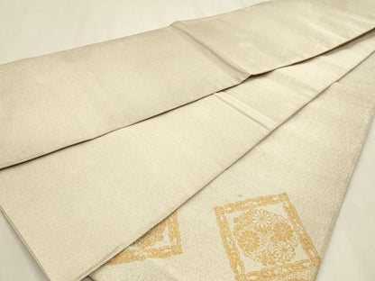 平和屋本店▼太鼓柄袋帯　つづれ織　花鳥菱取文　本金箔24Ｋ　正絹　逸品　DABL7533sf