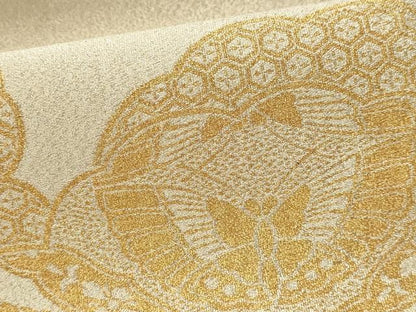 平和屋本店▼太鼓柄袋帯　つづれ織　花鳥菱取文　本金箔24Ｋ　正絹　逸品　DABL7533sf