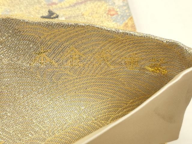 平和屋本店▼全通柄袋帯　人物風景文　本金二重箔　正絹　逸品　DABL7536sf