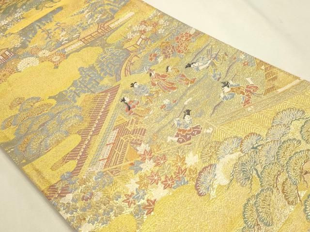 平和屋本店▼全通柄袋帯　人物風景文　本金二重箔　正絹　逸品　DABL7536sf