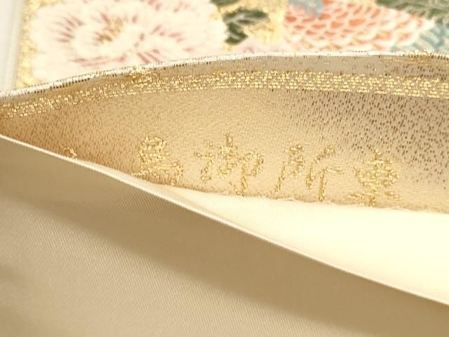 平和屋本店▼六通柄袋帯　唐織　三鳥御所車　九百本金弐重箔　正絹　逸品　DABL7538sf