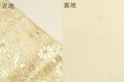 平和屋本店▼六通柄袋帯　唐織　孔雀花文　24Ｋ純金箔錦　正絹　逸品　DABL7563sf