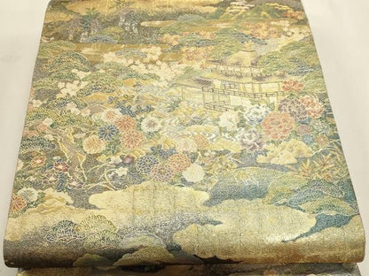 平和屋本店▼六通柄袋帯　風景文　世界文化遺産指定記念　本金箔　正絹　逸品　DABL7568sf