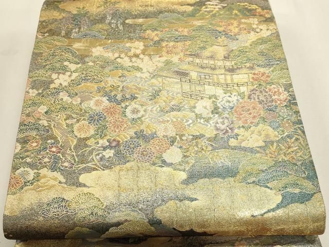 平和屋本店▼六通柄袋帯　風景文　世界文化遺産指定記念　本金箔　正絹　逸品　DABL7568sf