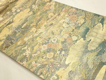 平和屋本店▼六通柄袋帯　風景文　世界文化遺産指定記念　本金箔　正絹　逸品　DABL7568sf