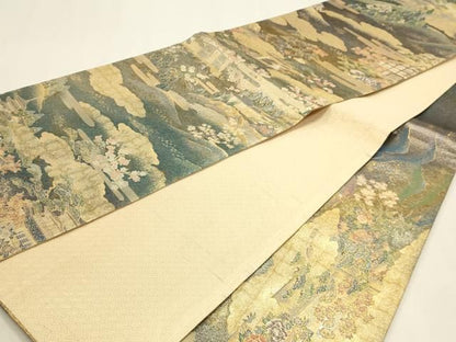 平和屋本店▼六通柄袋帯　風景文　世界文化遺産指定記念　本金箔　正絹　逸品　DABL7568sf