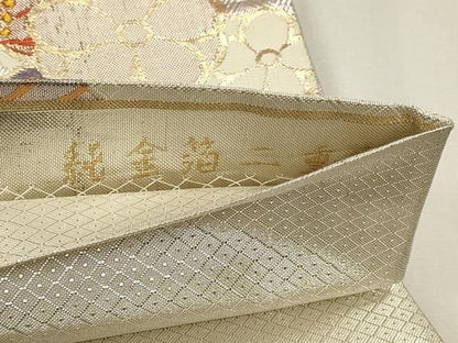 平和屋本店▼佐賀錦　六通柄袋帯　花蝶文　幻彩　純金箔二重織　正絹　逸品　DABL7572sf