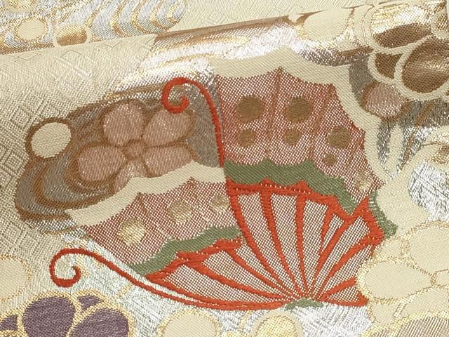 平和屋本店▼佐賀錦　六通柄袋帯　花蝶文　幻彩　純金箔二重織　正絹　逸品　DABL7572sf