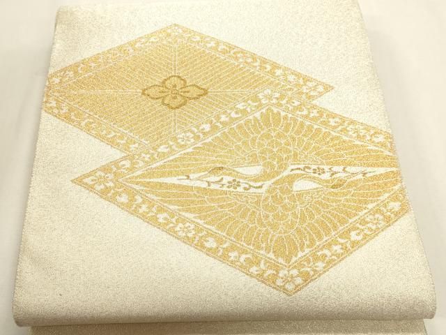 平和屋本店▼太鼓柄袋帯　つづれ織　松皮菱取文　本金箔24Ｋ　正絹　逸品　DABL7573sf