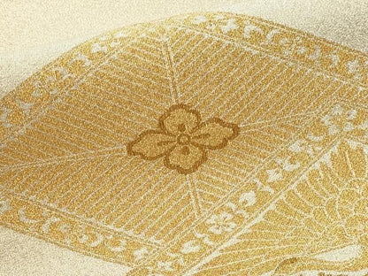 平和屋本店▼太鼓柄袋帯　つづれ織　松皮菱取文　本金箔24Ｋ　正絹　逸品　DABL7573sf