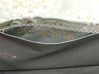 平和屋本店▼六通柄袋帯　正倉院花文　24金箔綴　正絹　逸品　DABL7580sf