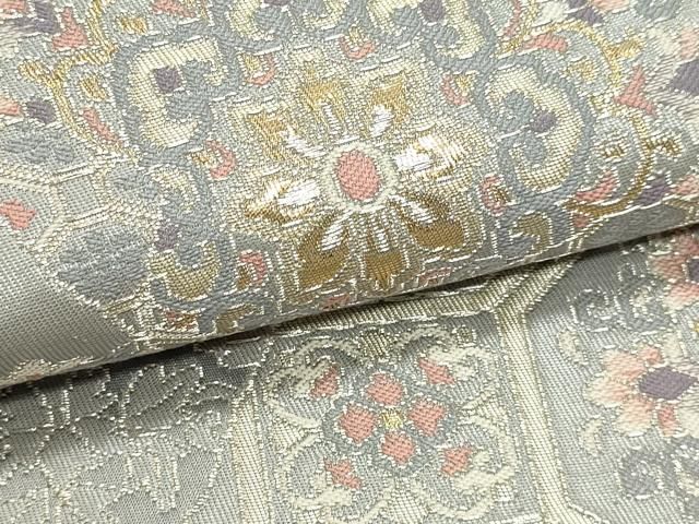 平和屋本店▼六通柄袋帯　正倉院花文　24金箔綴　正絹　逸品　DABL7580sf