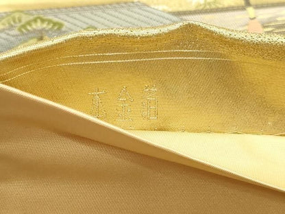 平和屋本店▼六通柄袋帯　洛中祇園祭礼図　本金箔　正絹　逸品　DABL7596sf