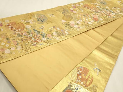 平和屋本店●西陣　長嶋成織物　ながしま帯　六通柄袋帯　唐織　慶長小袖文様　本金箔　瀞金錦　正絹　逸品　DABL7625sf