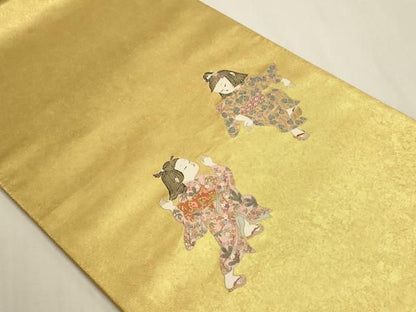 平和屋本店●西陣 長嶋成織物 ながしま帯 加賀友禅の巨匠 初代 由水十久 太鼓柄袋帯 載れて 本金箔 瀞金錦 正絹 逸品 DABL7626sf