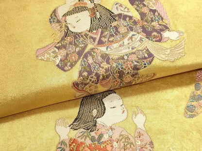 平和屋本店●西陣 長嶋成織物 ながしま帯 加賀友禅の巨匠 初代 由水十久 太鼓柄袋帯 載れて 本金箔 瀞金錦 正絹 逸品 DABL7626sf
