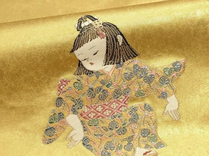 平和屋本店●西陣 長嶋成織物 ながしま帯 加賀友禅の巨匠 初代 由水十久 太鼓柄袋帯 載れて 本金箔 瀞金錦 正絹 逸品 DABL7626sf