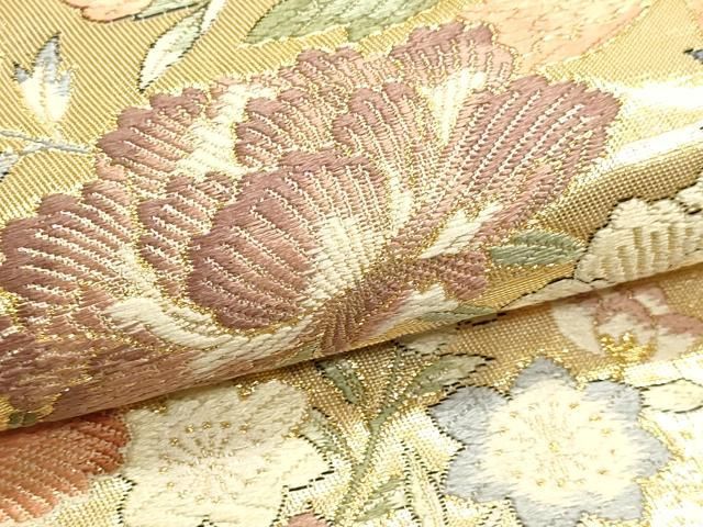 平和屋本店▼六通柄袋帯　唐織　宝生麗姿文　本金箔　正絹　逸品　DABL7634sf