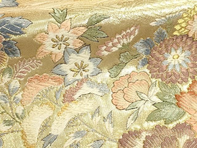 平和屋本店▼六通柄袋帯　唐織　宝生麗姿文　本金箔　正絹　逸品　DABL7634sf