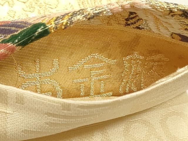 平和屋本店▼六通柄袋帯　鳳凰楽器花文　本金箔　正絹　逸品　DABL7639sf