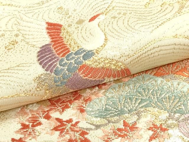 平和屋本店▼六通柄袋帯　唐織　琳派　飛鶴松文　本金二丁箔　正絹　逸品　DABL7641sf
