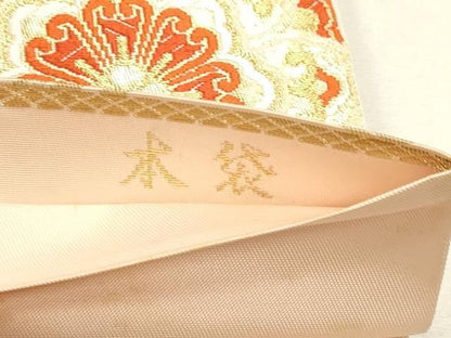 平和屋本店▼六通柄　本袋帯　唐織　正倉院花文　本金箔弐拾四金　正絹　逸品　DABL7644sf