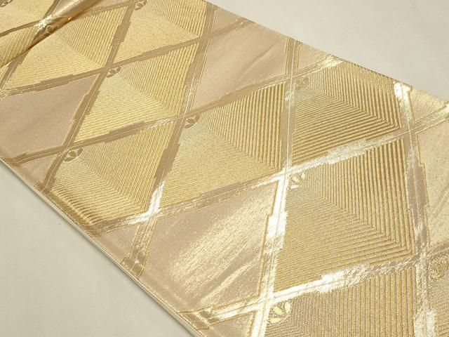 平和屋本店▼西陣　六通柄袋帯　銀彩錦　松葉菱文　本金二重箔　証紙付き　正絹　逸品　DABL7652sf