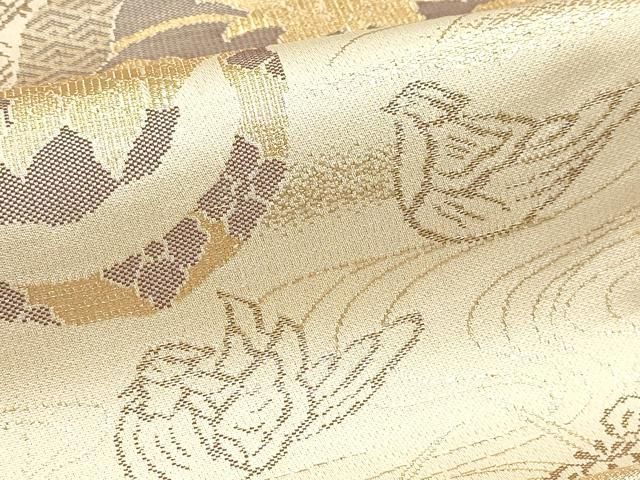 平和屋本店▼西陣　六通柄袋帯　佐賀箔綴錦　更紗正倉院花文　24金二重箔　証紙付き　正絹　逸品　DABL7661sf