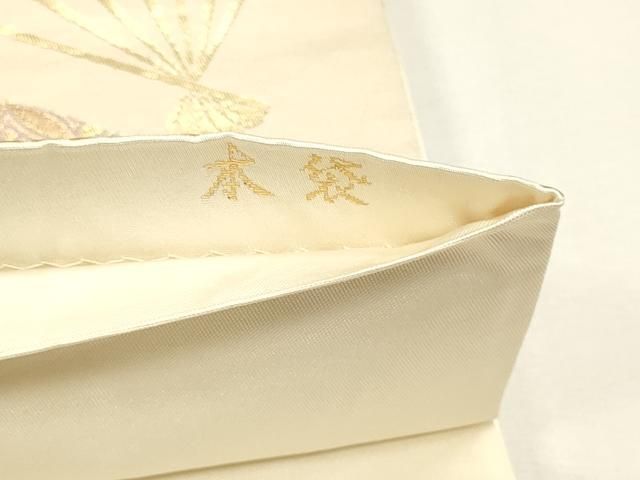 平和屋本店▼六通柄　本袋帯　扇面花文　本金箔貮拾四金　正絹　逸品　DABL7664sf