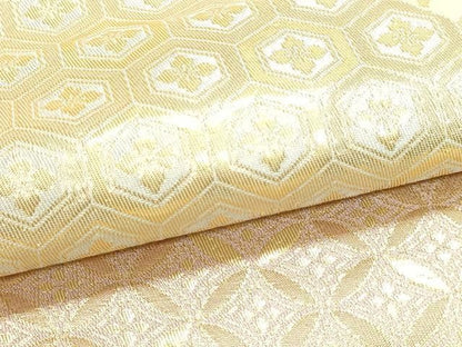 平和屋本店▼六通柄　本袋帯　扇面花文　本金箔貮拾四金　正絹　逸品　DABL7664sf