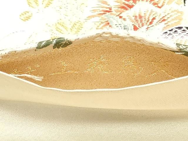 平和屋本店▼六通柄袋帯　唐織　献上花鳥文　九百本金弐重織　正絹　逸品　DABL7665sf