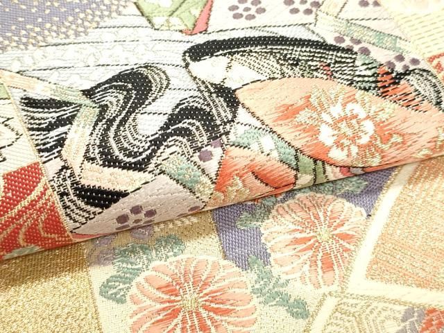 平和屋本店▼西陣　前田徳織物謹製　六通柄袋帯　九百錦　桧用古典文　24Ｋ本金箔　証紙付き　正絹　逸品　DABL7671sf