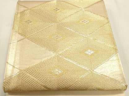 平和屋本店▼西陣　六通柄袋帯　銀彩錦　松葉菱文　本金箔二重箔　正絹　逸品　DABL7672sf