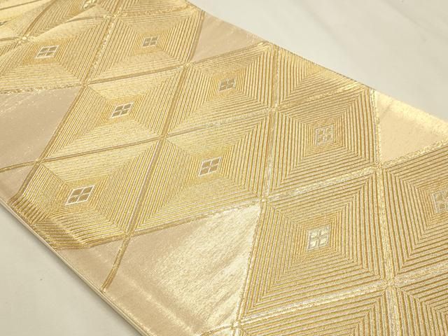 平和屋本店▼西陣　六通柄袋帯　銀彩錦　松葉菱文　本金箔二重箔　正絹　逸品　DABL7672sf