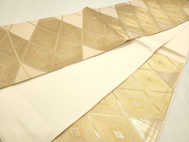 平和屋本店▼西陣　六通柄袋帯　銀彩錦　松葉菱文　本金箔二重箔　正絹　逸品　DABL7672sf