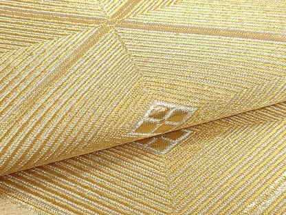 平和屋本店▼西陣　六通柄袋帯　銀彩錦　松葉菱文　本金箔二重箔　正絹　逸品　DABL7672sf