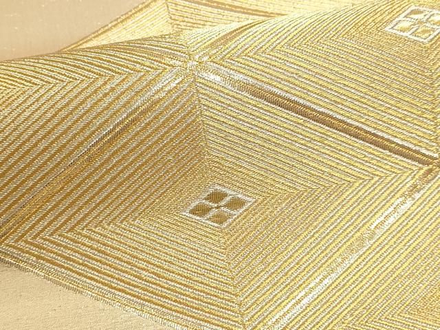 平和屋本店▼西陣　六通柄袋帯　銀彩錦　松葉菱文　本金箔二重箔　正絹　逸品　DABL7672sf