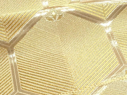 平和屋本店▼六通柄袋帯　銀彩錦　松葉亀甲文　本金二重箔　正絹　逸品　DABL7675sf