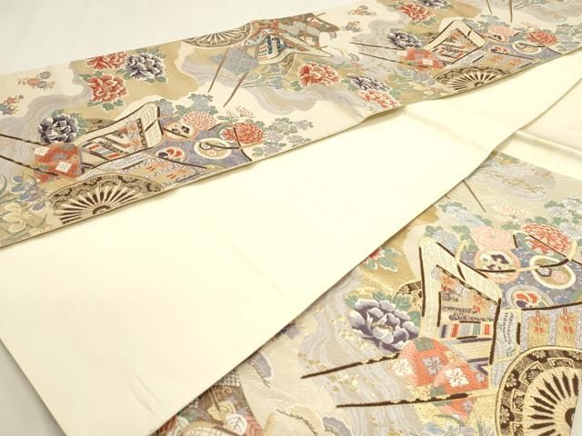 平和屋本店▼六通柄袋帯　唐織　九百錦　御所の調べ　24Ｋ本金箔　正絹　逸品　DABL7686sf