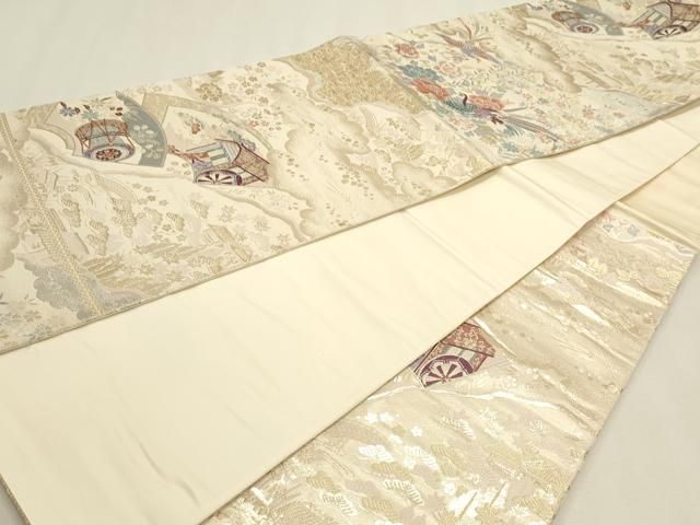 平和屋本店▼六通柄袋帯　九百錦　王華瑞鳥文　本金箔二重織　正絹　逸品　DABL7688sf