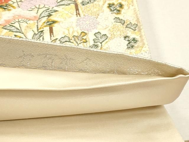 平和屋本店▼六通柄袋帯　献上鴛鴦文　九百本金弐重織　正絹　逸品　DABL7693sf