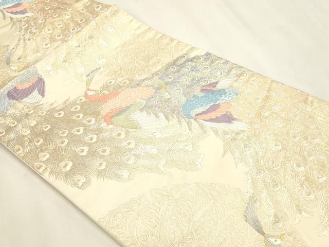 平和屋本店▼六通柄袋帯　更紗孔雀文　本金箔　正絹　逸品　DABL7694sf
