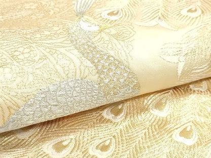 平和屋本店▼六通柄袋帯　更紗孔雀文　本金箔　正絹　逸品　DABL7694sf