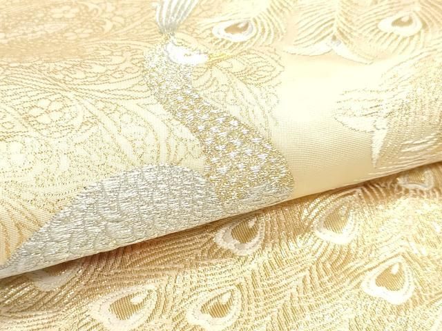 平和屋本店▼六通柄袋帯　更紗孔雀文　本金箔　正絹　逸品　DABL7694sf