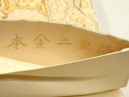 平和屋本店▼六通柄袋帯　更紗花文　本金二重箔　正絹　逸品　DABL7701sf