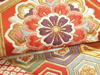 平和屋本店▼六通柄袋帯　唐織　能衣裳文　本金織　正絹　逸品　DABL7711sf