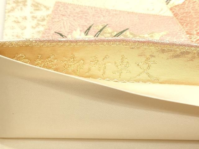 平和屋本店▼六通柄袋帯　色紙御所車文　九百本金弐重織　正絹　逸品　DABL7770sf